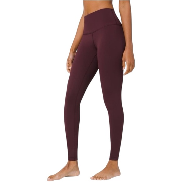 lululemon athletica Pants - Lululemon Athletica Size 6 Wunder Under Full-length Burghandy Leggings EUC